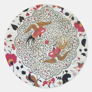 STICKER ROND EDEN/ INSÉPARABLES MARIAGES, PEACOCK ET ROSES ROSE