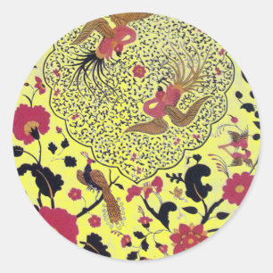 STICKER ROND EDEN/ INSÉPARABLES MARIAGES, PEACOCK ET ROSES ROSE