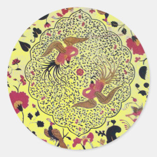 STICKER ROND EDEN/ INSÉPARABLES MARIAGES, PEACOCK ET ROSES ROSE