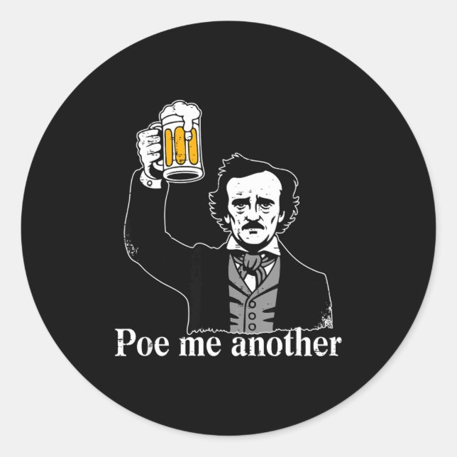 Sticker Rond Edgar Allan E Me Another Raven Nevermore Gothic Gi (Devant)