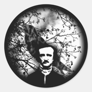 Sticker Rond Edgar Allan Poe 'Le Corbeau'