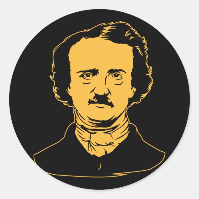 Sticker Rond Edgar Allen Poe Raven (Devant)