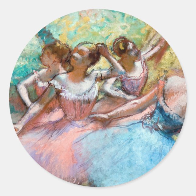 Sticker Rond Edgar Degas - Quatre Ballerinas sur scène (Devant)
