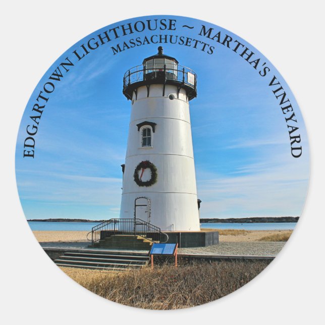 Sticker rond Edgartown Lighthouse, Massachusetts (Devant)