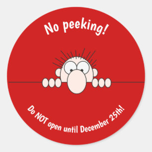 Sticker Rond Editable No Peeking Noël