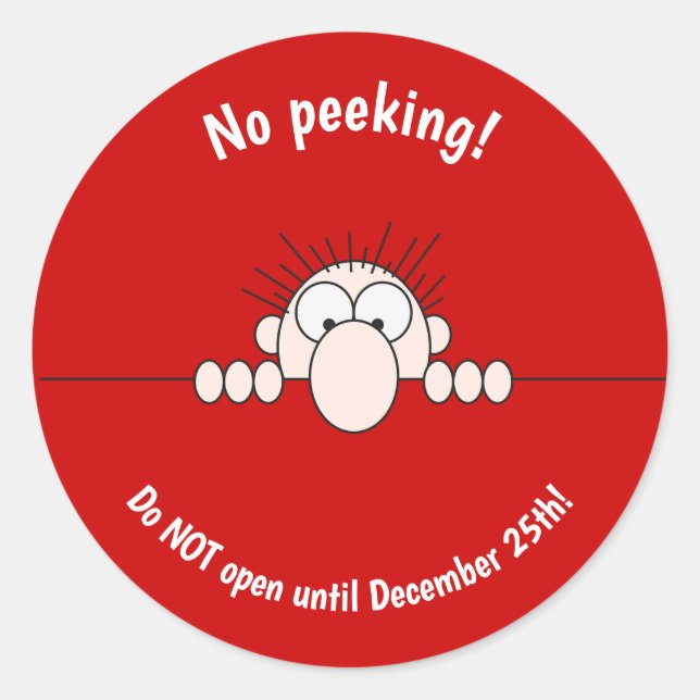 Sticker Rond Editable No Peeking Noël (Devant)