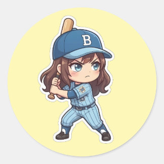 Sticker Rond Édition Chibi Baseball - Position du batteur