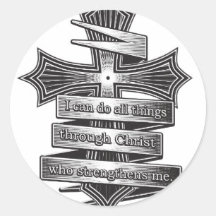 Sticker Rond Edition limitée Philippiens 4:13 Christian Bible
