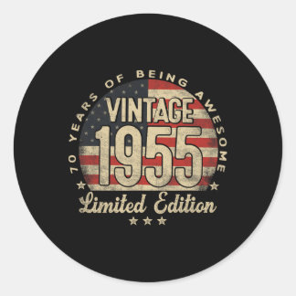 Sticker Rond Édition limitée vintage 1955 Cadeaux 70 ans Usa