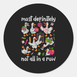 Sticker Rond Éducateur d'enseignant de canard drôle retour à l'