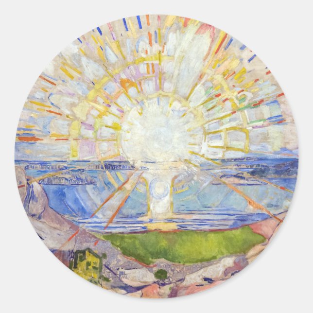 Sticker Rond Edvard Munch - Le Soleil 1911 (Devant)