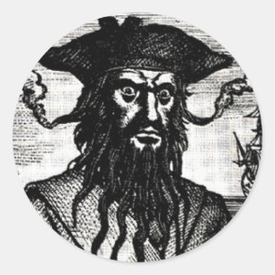 Sticker Rond Edward Teach Portrait