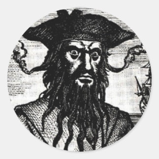 Sticker Rond Edward Teach Portrait