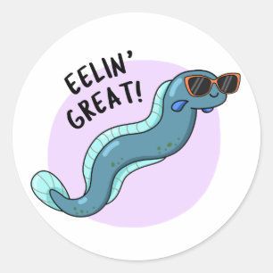Sticker Rond Eelin Great Funny Slippery Eel Pun
