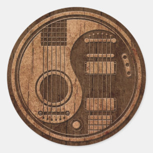 Sticker Rond Effet acoustique en bois de Yin Yang de guitares