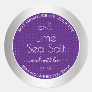 Sticker Rond Effet Argent Emballage de bougies de soja de prune