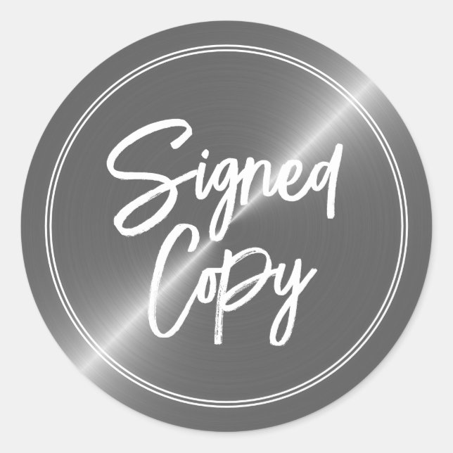 Sticker Rond Effet Argent, signature du livre "Signed Copy" de  (Devant)