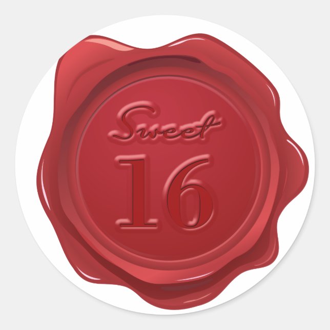 Sticker Rond Effet de joint de cire doux 16e anniversaire (Devant)