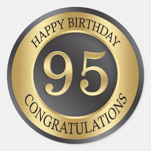 Sticker Rond Effet d'or 95e anniversaire (Devant)