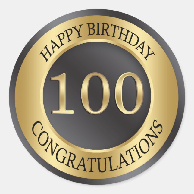 Sticker Rond Effet doré 100e anniversaire (Devant)