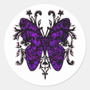 Sticker Rond Effet papillon (violet)