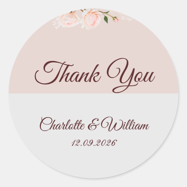 Sticker Rond Effets doux violets et gris avec fleur (Devant)