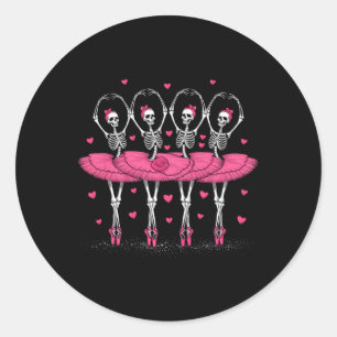 Sticker Rond Éffrayant Byllerina Skeleton Danser Drôle Hallowee