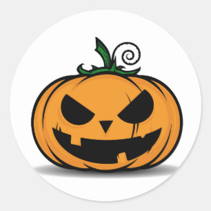 Sticker Rond Éffrayant Citrouille Halloween