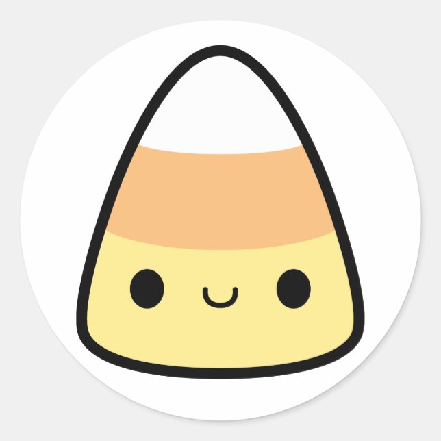 Sticker Rond Éffrayant Cute Halloween Kawaii Candy Corn Classic (Devant)