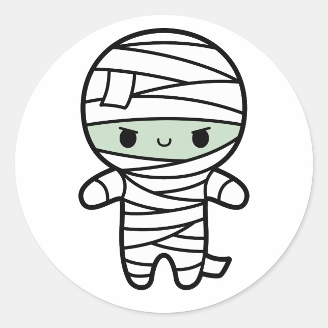 Sticker Rond Éffrayant Cute Kawaii Zombie Mummy Halloween (Devant)