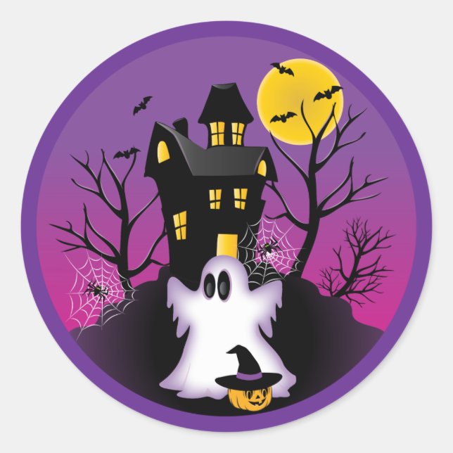 Sticker Rond Éffrayant fantôme d'Halloween (Devant)