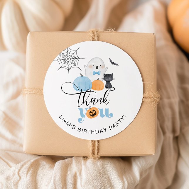 Sticker Rond Éffrayant garçon Halloween fête d'anniversaire mer (Créateur téléchargé)