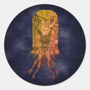 Sticker Rond Effrayant Goblin Tombstone Halloween