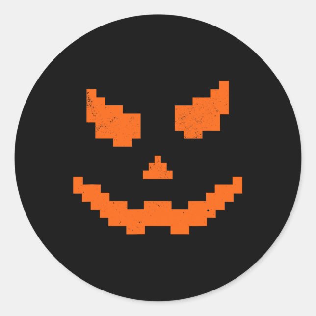 Sticker Rond Effrayant Halloween Jack-o'-lantern Citrouille mal (Devant)