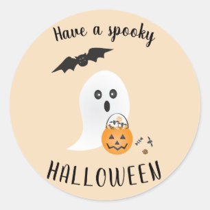 Sticker Rond Éffrayant Halloween mignon Fantôme Trick Ou Traite