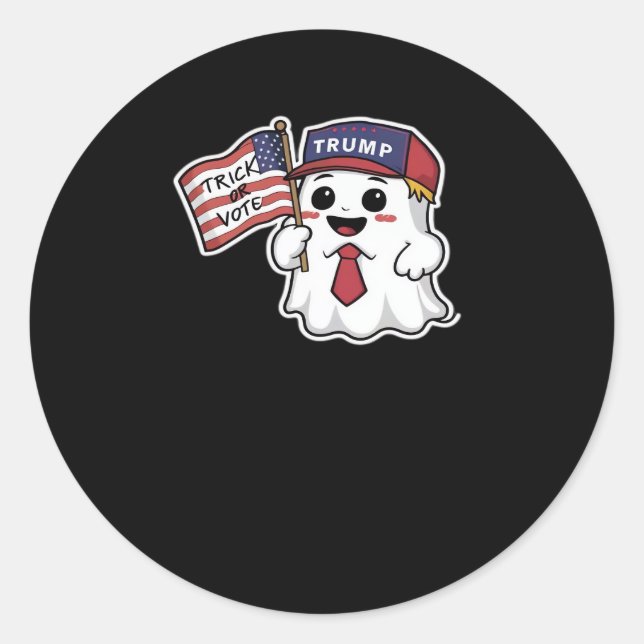 Sticker Rond Éffrayant, Halloween, Trick Ou Voter, J'Obtiens To (Devant)