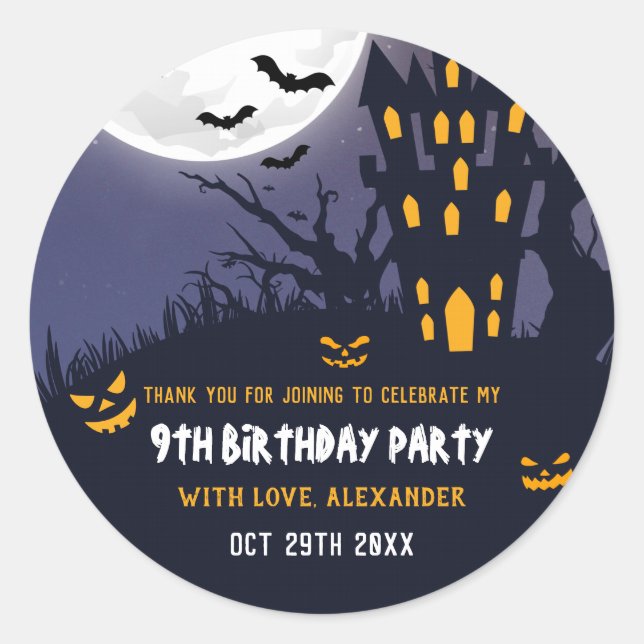 Sticker Rond Éffrayant Haunted House Halloween Parti Anniversai (Devant)