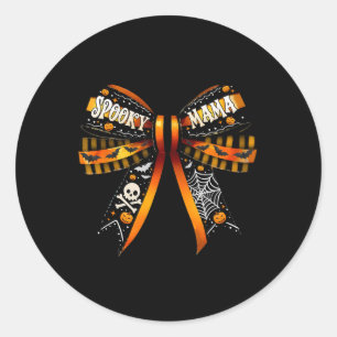 Sticker Rond Éffrayant Mama Coquette Bow Citrouille mignon Hall