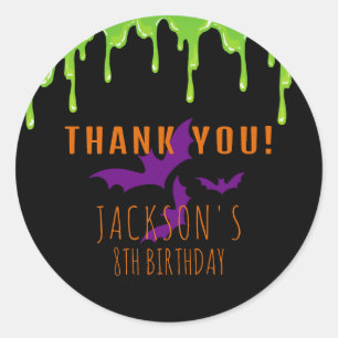 Sticker Rond Éffrayant Merci Anniversaire de enfant Halloween