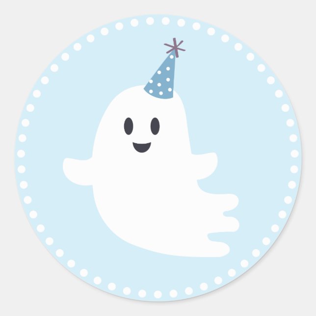 Sticker Rond Éffrayant One Cute Ghost Halloween 1er Anniversair (Devant)