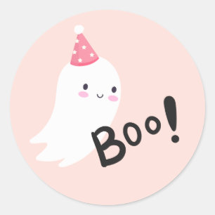 Sticker Rond Éffrayant One mignon Halloween Ghost 1er Anniversa