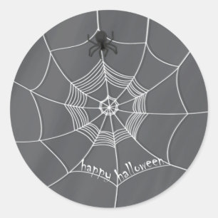 Sticker Rond Éffrayant Spider filant Happy Halloween Web