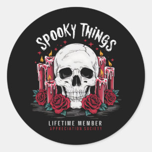 Sticker Rond Éffrayant Things Appréciation Society Roses de crâ