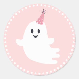 Sticker Rond Éffrayant Un Halloween mignon Fantôme 1er Annivers
