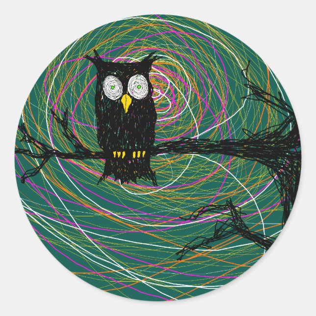 Sticker Rond éffrayant violet whimsical astral magique mystique (Devant)