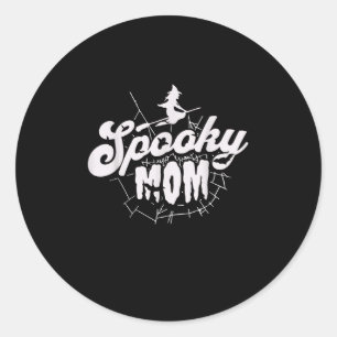 Sticker Rond Éffrayante maman Halloween sorcière mignonne maman