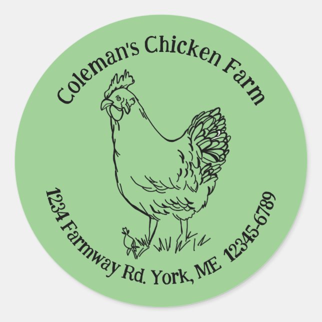 Sticker Rond Egg Carton Chicken Farm Adresse de retour (Devant)