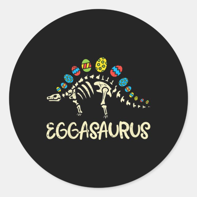 Sticker Rond Eggasaurus Easter Stegosaurus Dinosaur Garçons T (Devant)