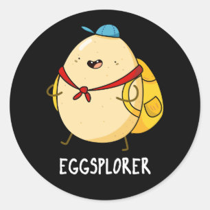 Sticker Rond Eggsplorer Funny Oeuf Explorer Pun Dark BG