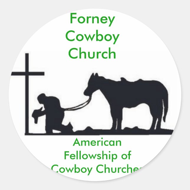 Sticker Rond Église Forney Cowboy (Devant)